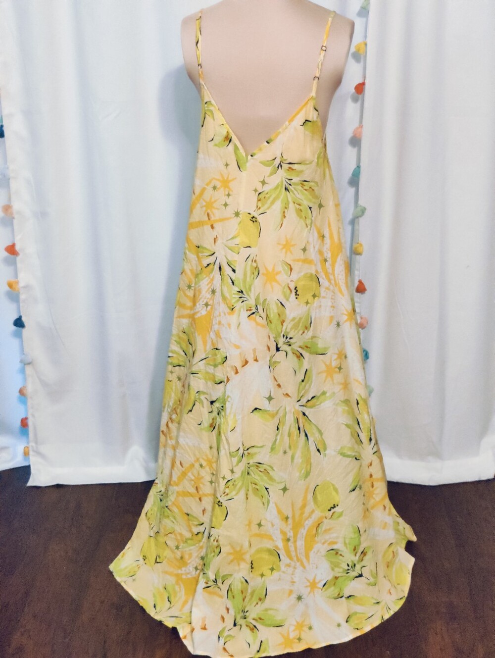 Haute Hippie full sweep Cotton Maxi Dress fruit & fauna V front /back  Chic S - Picture 5 of 8